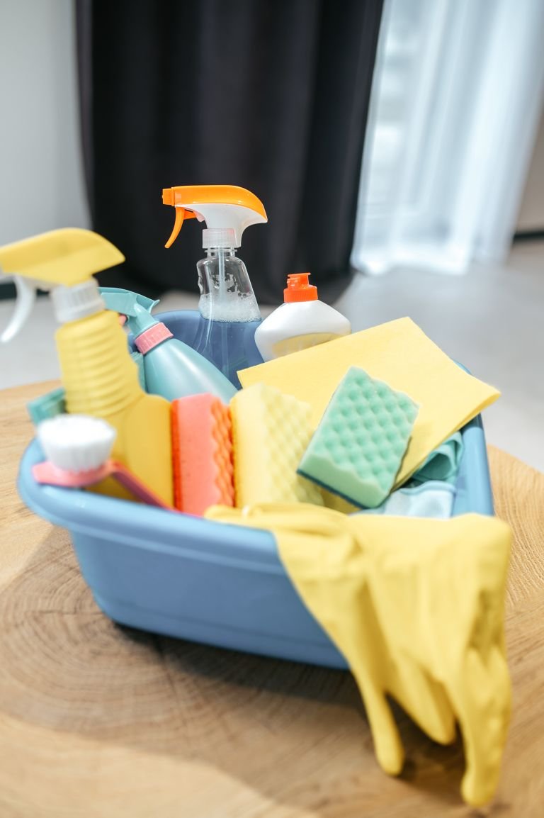 Cleaning stuff. Close up picture of cleaning stuff in a box